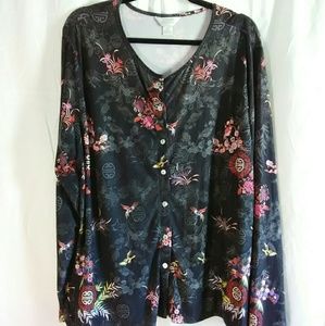 Floral silk Japanese blouse vintage